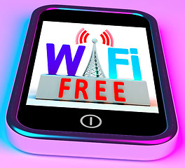 Image showing Wifi Free On Smartphone Showing Wireless Free Internet