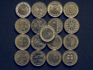 Image showing Vintage Euro coins of many countries