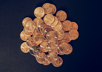 Image showing Vintage Dollar coins 1 cent wheat penny cent