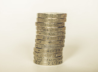 Image showing Vintage Pound coin pile