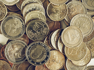 Image showing Vintage Euro coins background