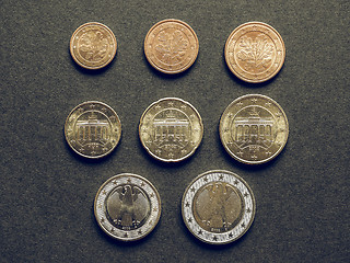 Image showing Vintage Euro coins flat lay