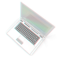 Image showing Laptop computer. 3d render. Anaglyph. View with red/cyan glasses