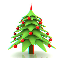 Image showing Christmas tree. 3d illustration. Anaglyph. View with red/cyan gl