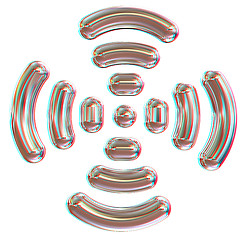 Image showing Radio Frequency Identification symbol. 3d illustration. Anaglyph