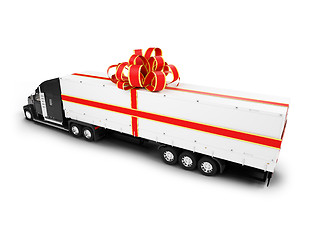 Image showing Present truck isolated black-red back view