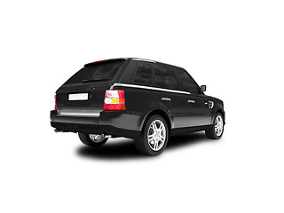 Image showing isolated black car back view 01