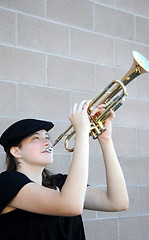 Image showing Female trumpet player.
