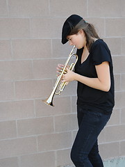 Image showing Female trumpet player.