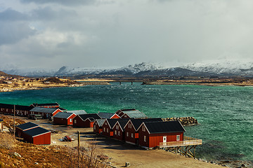 Image showing Tourist cabins by the sea