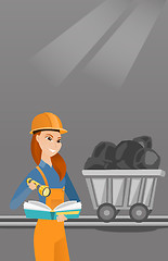 Image showing Miner checking documents vector illustration.