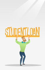 Image showing Young man holding sign of student loan.