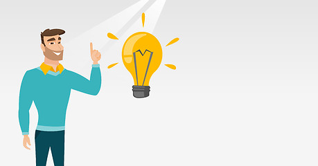 Image showing Student pointing at idea bulb vector illustration