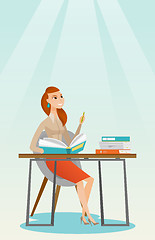 Image showing Student writing at the desk vector illustration.