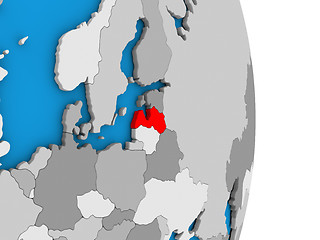 Image showing Latvia on globe