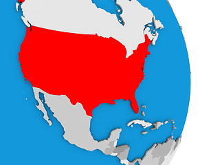 Image showing USA on globe