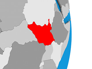 Image showing South Sudan on globe