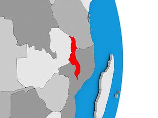 Image showing Malawi on globe