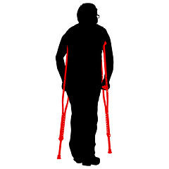 Image showing Silhouette of disabled people on a white background. illustration