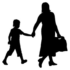 Image showing Silhouette of happy family on a white background