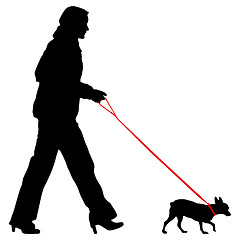 Image showing Silhouette of people and dog. illustration