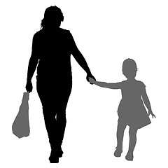 Image showing Silhouette of happy family on a white background. illustration.