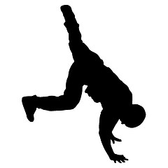 Image showing Black Silhouettes breakdancer on a white background