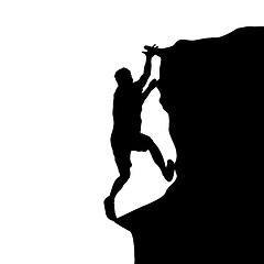 Image showing Black silhouette rock climber on white background