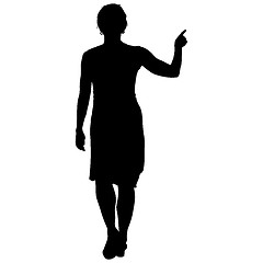 Image showing Black silhouette woman standing, people on white background