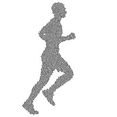 Image showing Black Silhouettes Runners sprint men on white background