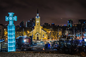 Image showing Nightt view of the street, Tallinn Estonia.