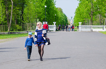 Image showing People walk in the park Kadriorg, Tallinn, Estonia