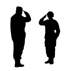 Image showing Commander and soldier salute each other