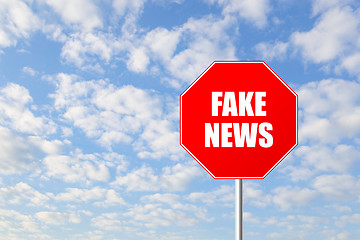 Image showing Stop fake news road sign