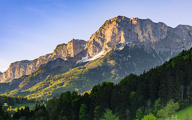 Image showing Alpine morning sunlit scenery in national park Berchtesgaden