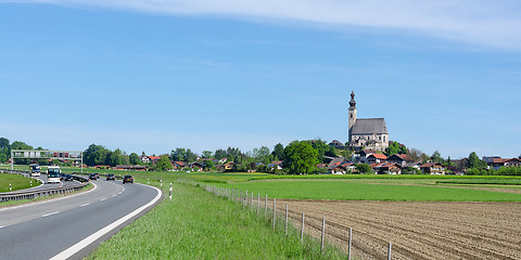 Image showing Parish Catholic Church in Bavarian small town Anger near highway