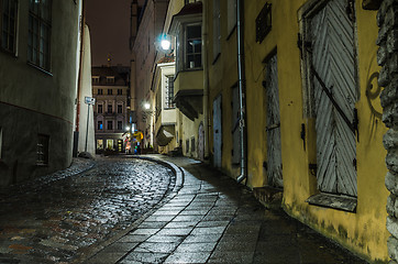 Image showing Nightt view of the street, Tallinn Estonia.