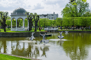 Image showing TALLINN, ESTONIA - MAY 15: Pond in the Kadriorg Park on May 15, 