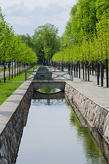 Image showing Picturesque water canal in spring time Kadriorg park, Tallinn, E