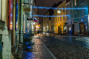 Image showing Nightt view of the street, Tallinn Estonia.