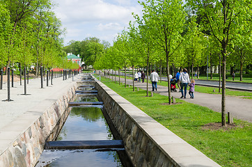 Image showing Picturesque water canal in spring time Kadriorg park, Tallinn, E