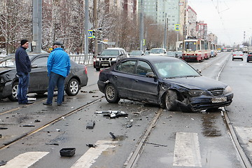 Image showing  Accident two cars intersection