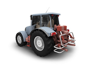 Image showing Tractor isolated heavy machine back view 01