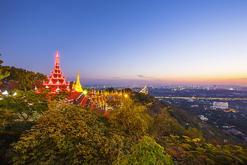 Image showing Golden Pagoda on Mandalay Hill, Mandalay, Myanmar