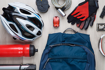 Image showing Cyclist accessories on empty background