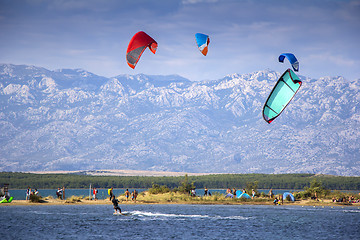 Image showing Kiteboarding Kitesurfing Extreme Sport in Nin Croatia