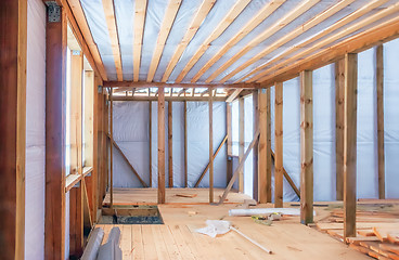 Image showing Frame Construction Of Wooden House