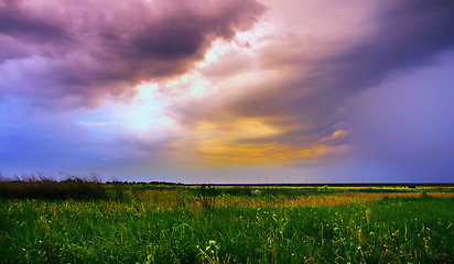 Image showing Summer Field Under Dramatic Sky