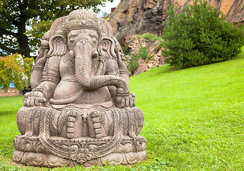 Image showing Ganesha statue in a beautiful mountain garden