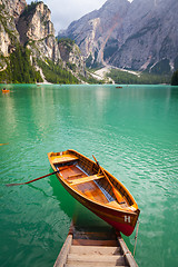 Image showing Braies Lake in Dolomiti region, Italy